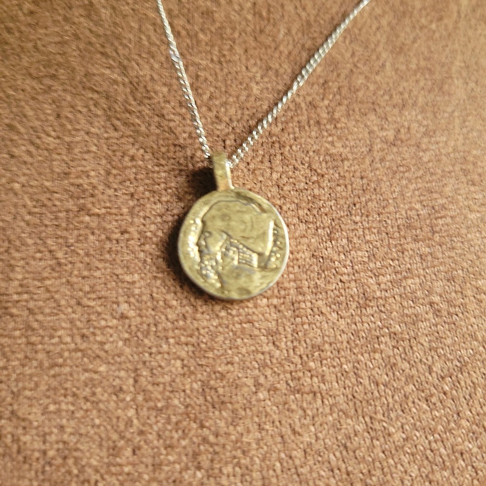 Stella & Dot Heritage Coin Necklace Silver Tone Adjustable 16/18" Cottagecore